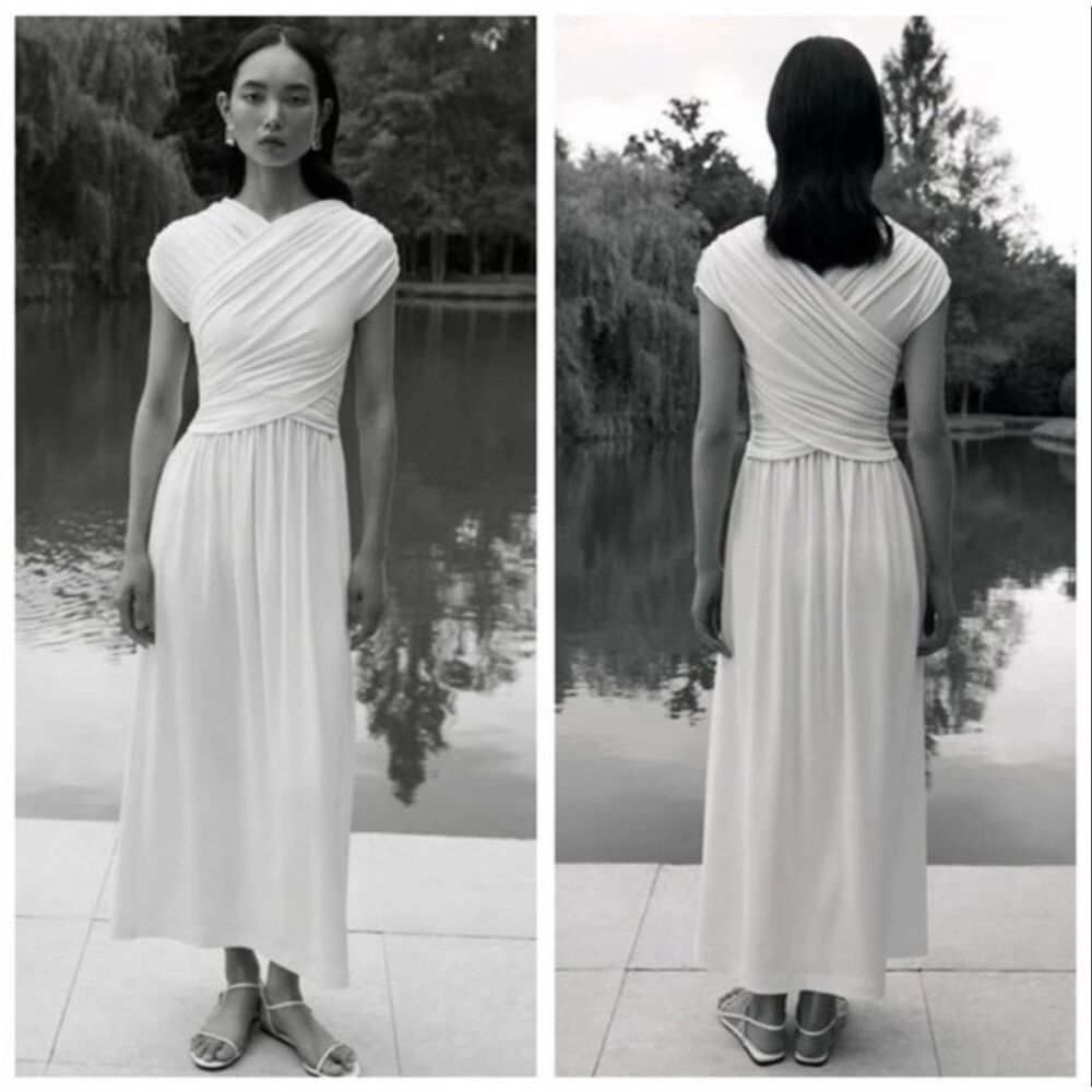 TOVE Freja Gathered Crisscross Midi Dress 38